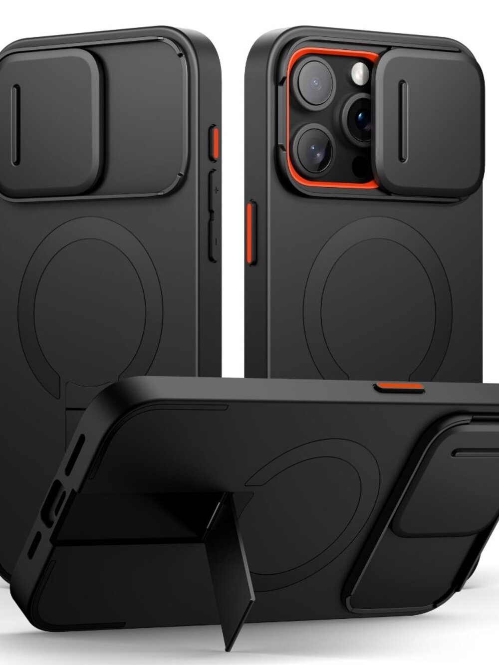 SURITCH iPhone 15 Pro Max Case Black Slim Magnetic Camera Slide Cover 6.7"